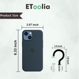 Etoolia 30 pcs Ceiling Hooks for Hanging Plants, Cups, Utensils and Lights - 1-1/4 inches Black Vinyl Coated Screw in Plant and Under Cabinet Cup Hooks for Wooden and Drywall with Anchors