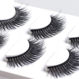 Moyishi 3D Handmade Soft False Lashes Mink Reusable False Eyelashes Extension for Makeup 3 Pairs (3D46)