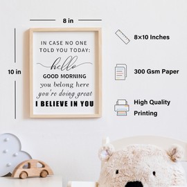 In Case No One Told You Today Hello Good Morning I Believe In You Print, Classroom Sign Wall Decor, Teacher Gifts, Motivational Wall Art, Unframed (8X10 INCH)