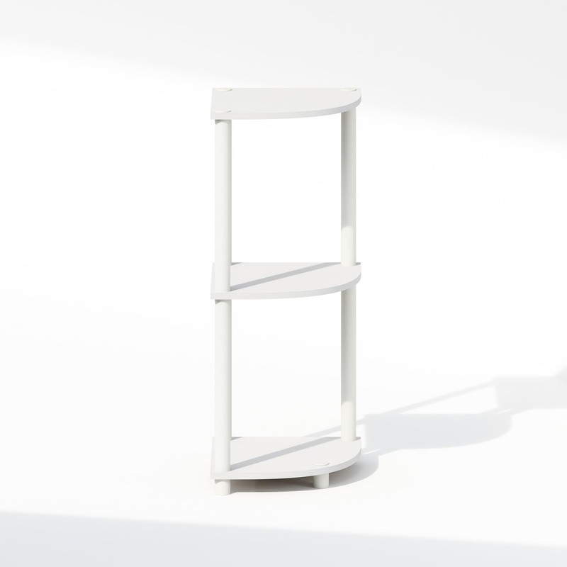 Furinno Turn-N-Tube 3-Tier Multipurpose Corner Shelf, Display Shelf, White/White