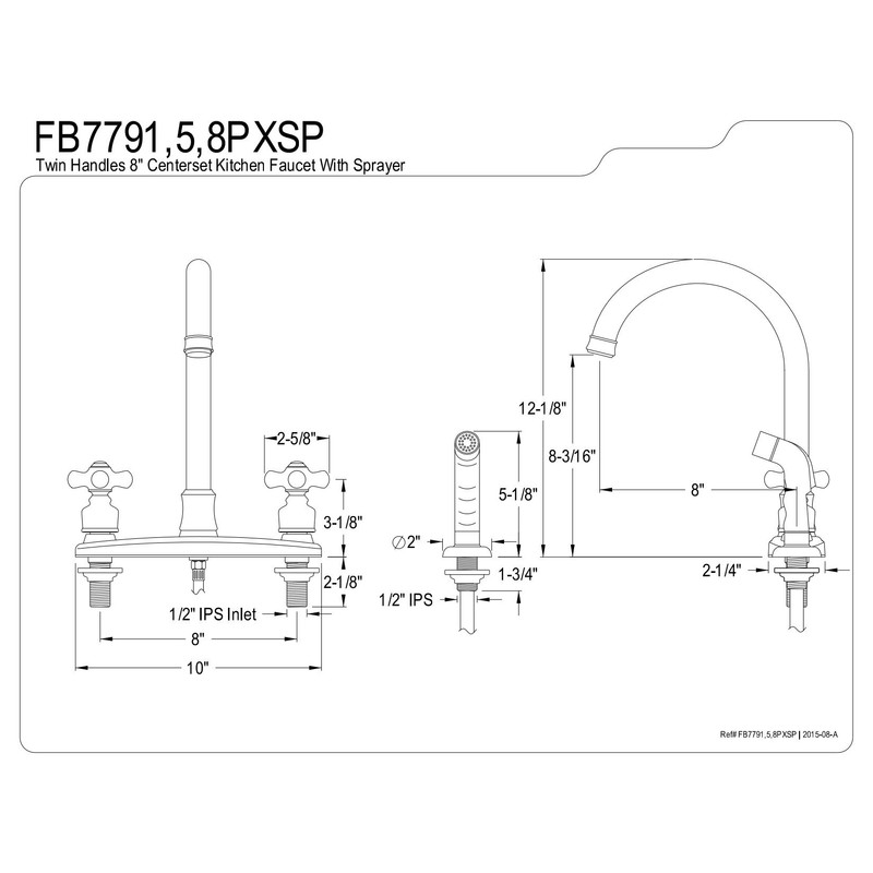 Kingston Brass FB7791PXSP Victorian 8-inch Centerset Kitchen Faucet, Chrome