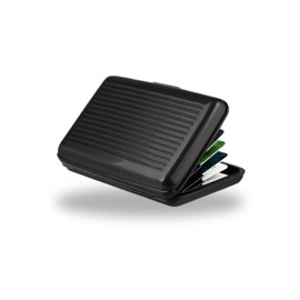 Generisch VALLITY® Aluminium Card Case - Stylish & Practical Accessory for Men and Women | Compact Credit Card Holder for Debit Cards, ID Cards & More | Secure RFID & NFC Protection (Black), black