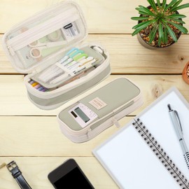 Aesthetic Pencil Case Expandable Pencil case with Compartments Large Capacity Special Pencil Case Pencil Bag Pouch for Girls Kids Teenage Portable School Stationery Organizer Makeup Bag, Green