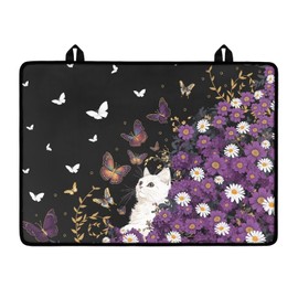 Drnuikhe Stove Top Cover for Electric Stove,Cat Butterfly Print Silicone Stove Mat for Glass Top Stove, Glass Cooktop Protector Dish Drying Mats Range Covers for Electric Stover