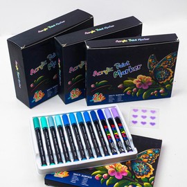 Acrylic Brush Marker Pen,1Set Waterproof Acrylic Pen with Soft Brush Nib, Art Paint Marker Pens Set for Glass Stone Wood Plastic Paper:_12Pcs