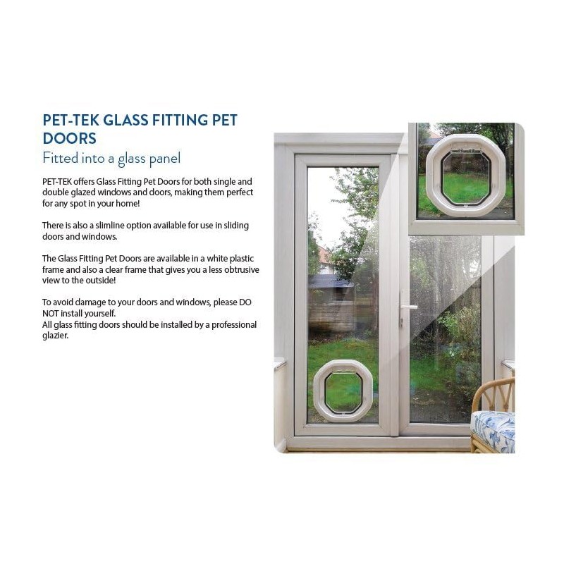 Pet-Tek Glass Fitting Original Cat Door, White