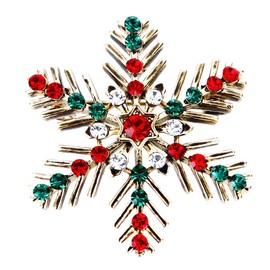 TENDYCOCO Holiday Christmas Snowflake Brooch Pin Jewellery for Christmas Party Dress Decorations, Metal