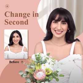 Bangs Hair Clip in Bangs Human Hair Clip on Fringe Human Hair Extensions Hair Toppers for Thinning Hair Women Real Hair 360°Clip on Bangs for Daily Wear Natural Black (1B)