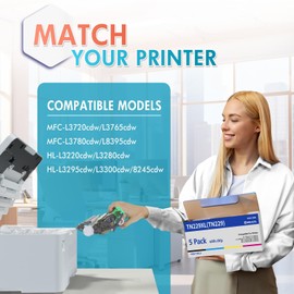 TN229XL TN229 Toner Cartridges: MFC-L3780CDW MFC-L3720CDW HL-L3280CDW HL-L3220CDW Compatible for Brother TN-229XL TN-229 TN 229XL TN-229BK/C/M/Y HL-L3300CDW HL-L3295CDW MFC-L8395CDW Printer (5 Pack)