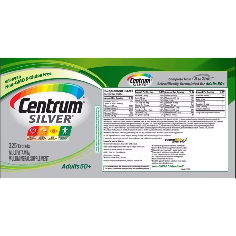 Multivitamínico Centrum Silver Adultos 50+ Con 325 Tabletas