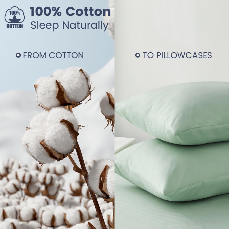 LINENOVA 100% Luxury Cotton King Pillowcases(Set of 2),Super Soft and