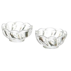 Dollhouse Miniature Set of 2 Fluted Candy Dishes in Clear