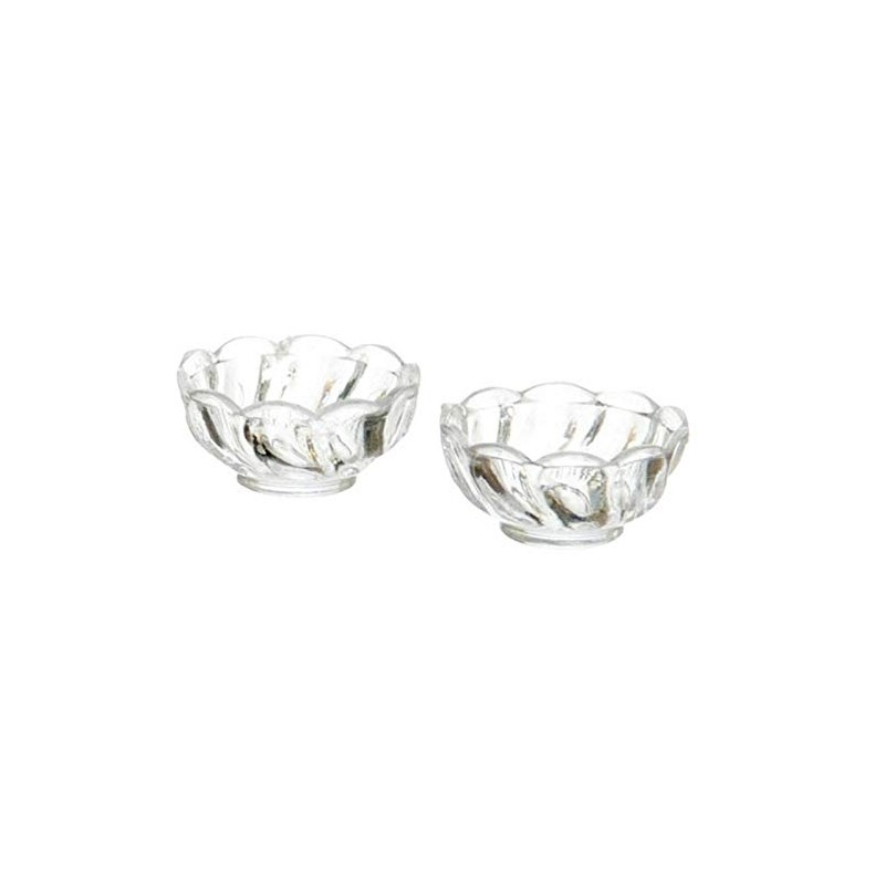 Dollhouse Miniature Set of 2 Fluted Candy Dishes in Clear
