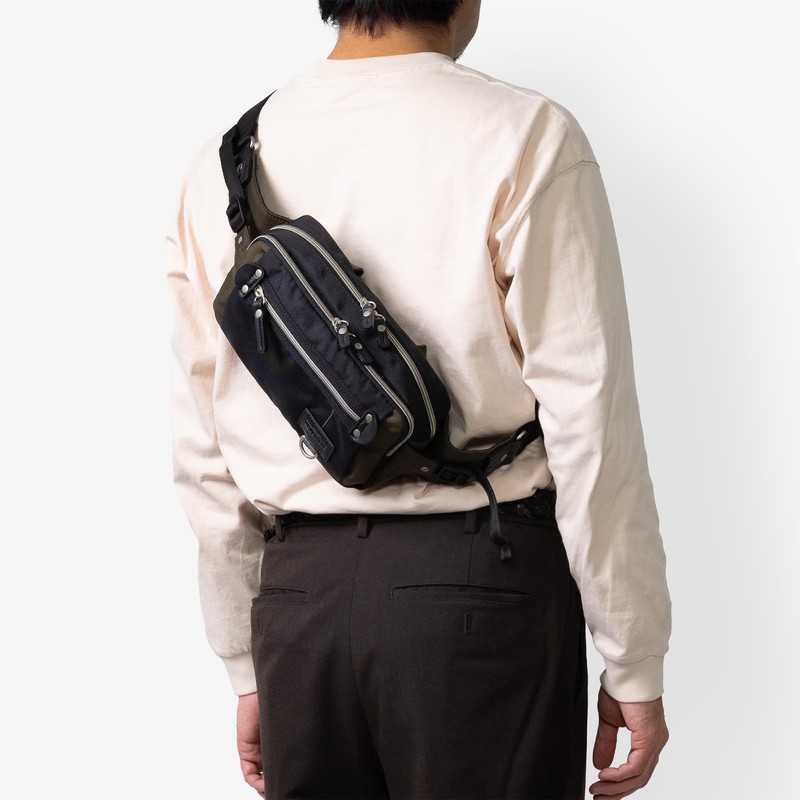 Mustache JJL-0321 Men's Body Bag, Waist Bag, Polyester, Black