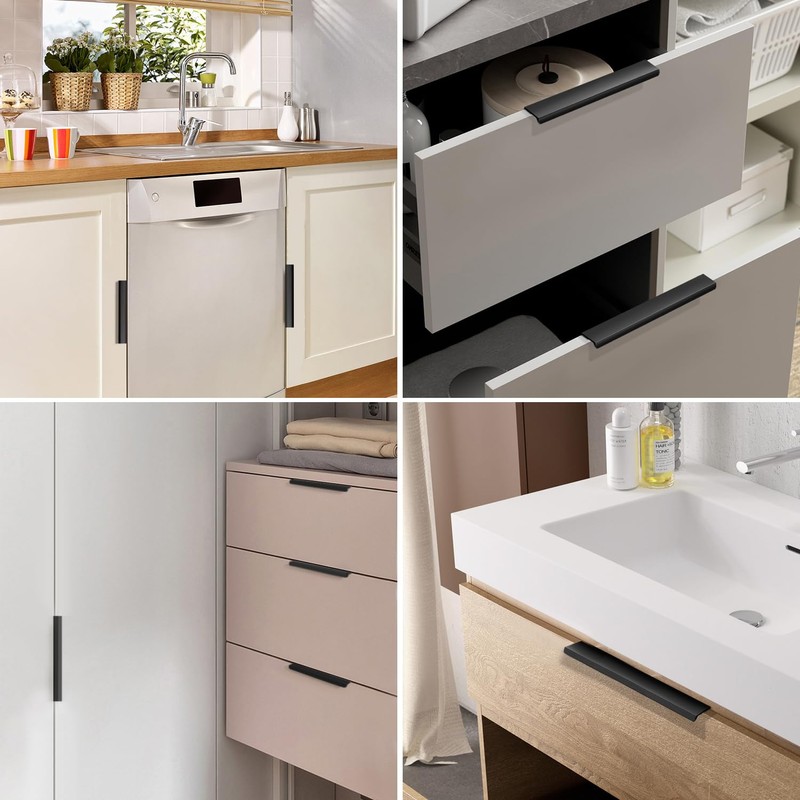 10 Pcs Concealed Drawer Handles with Screws, Aluminium Alloy Cupboard