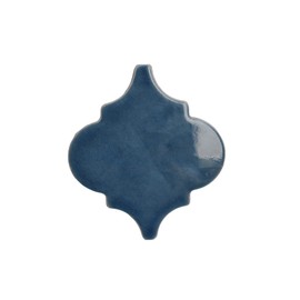 Arabesque Lantern 5 in. Glazed Single Porcelain Wall Tile, Kitchen Backsplash, Bathroom Wall Tile - Ornament Design (Navy Blue)