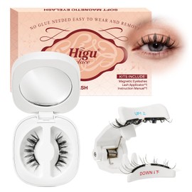 Higu clace Magnetic-Eyelashes, Soft Reusable Magnetic-Eyelashes with Applicator No Glue Needed Natural Look Lashes Kit Lightweight Comfortable for Makeup(GD-Soft-RC-C)
