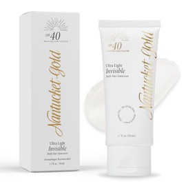 Nantucket Gold 100% Invisible Daily Face Moisturizer with SPF 40 + Hyaluronic Acid + Vitamin C, Weightless, Scentless, Primer - For All Skin Skin Tones - 1.7 fl oz