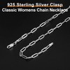 GLIVEOR Silver Paperclip Chain Necklace for Women, Sterling Silver Clasp