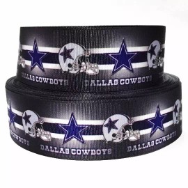 GROSGRAIN RIBBON 5/8", 7/8", 1.5" & 3" SPORTS TEAM Hobbies Printed FOOTBALL  - 5/8"