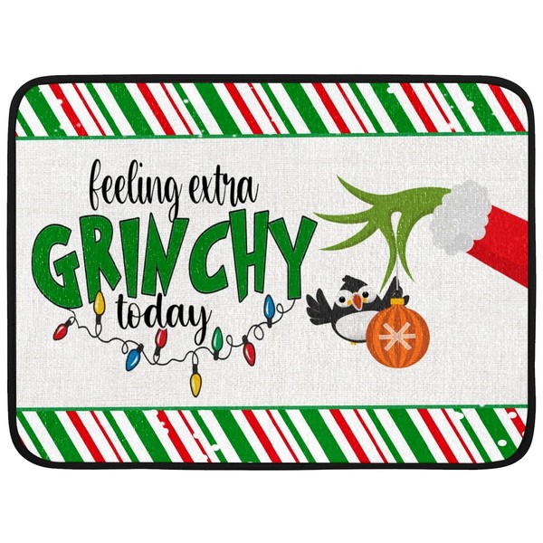 Christmas Holiday Ball Dish Drying Mat for Kitchen Countertop, Absorbent