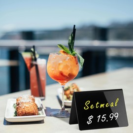 Mini Chalkboard Signs for Food, 8 Pack Acrylic Small Tent Chalkboards Blackboard, 4" x 3" Premium Buffet Labels, Reusable Table Signs, Name Tags for Party, Banquets, Wedding Receptions, Birthdays