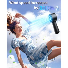 AUIIAH Portable Handheld Fan Personal Small Turbo Hand Fan Powerful, Cooling, Lanyard, USB Rechargeable, 5 Speeds, Makeup, Gifts for Women Men, Kid, Mom, Hot Summer, Travel, Sports, Wedding Use