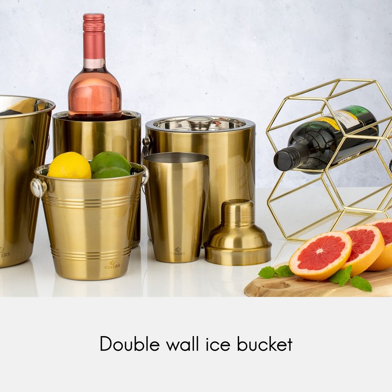 Viners Barware Gold Double Wall Ice Bucket, 1.5 L