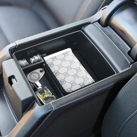 HGWEI Compatible with GMC Acadia Center Console Organizer 2017-2019 2020 2021 2022 2023 Acadia SL SLE SLT Denali AT4 Interior Accessories, ABS Armrest Storage Box Insert Tray, Black