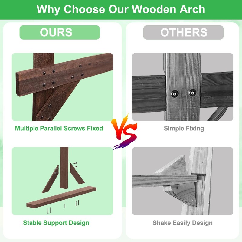 7.48FT Wooden Wedding Arch Frame Backdrop Stand, Square Wood Arch