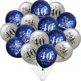 Yunchu Online 40th Birthday Balloons Happy 40th Birthday Balloons Blue Silver 40th Birthday Decoration 40 Anniversary Birthday Party Decoration for Girls Boys 40th Birthday Anniversary Accessories