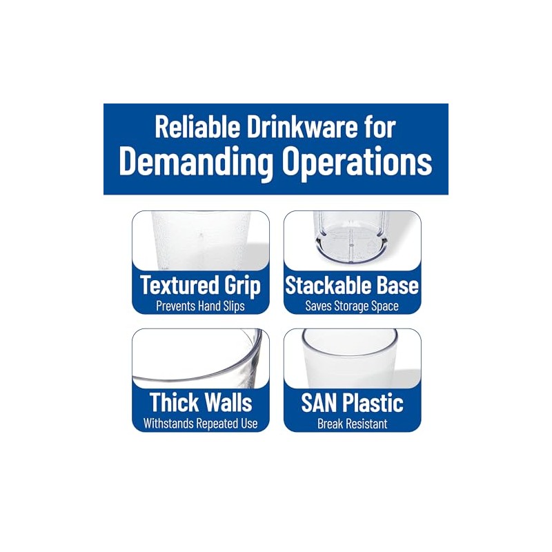 Carlisle 522007 Stackable Shatter-Resistant Plastic Tumbler, 20 oz., Clear (Pack