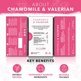 NutraTea - Chamomile & Valerian Tea | Valerian Root Tea - Bedtime Tea | Sleep Tea | Night Time Tea - 120 Tea Bags - Herbal Tea