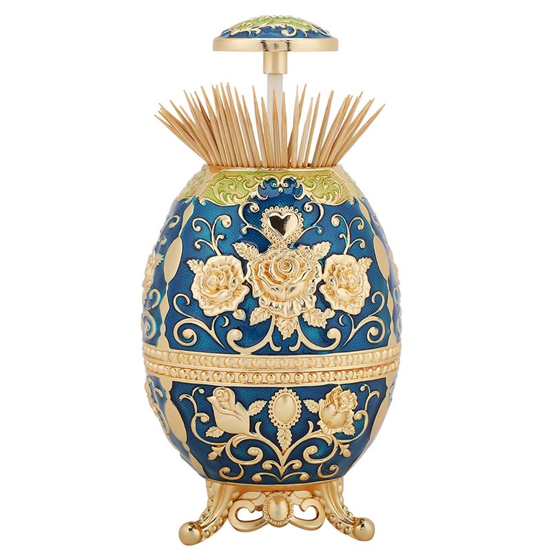 Metal Tin Alloy Toothpick Holder Flower Pattern Hand Press Toothpick