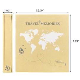 500 Photo Capacity Travel Photo Album 4x6 with 5 Pockets per Page, World Map Kraft Cover Memory Book for Family Vacation, Road Trip and Adventure Keepsake by Kuword