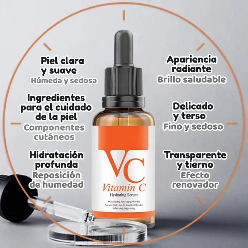 Sérum De Vitamina C, Ácido Hialurónico, Rosas, Hidratante, A