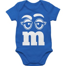 Shirtracer - Baby Bodysuit Boy Girl - Carnival & Fancy Dress - M and M Eyes, 1 Royal Blue, 0-3 months