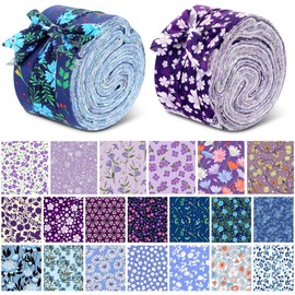 80 Pcs Cotton Fabric Roll up Fabric Strips Bundle 2.55 Inch Quilting Fabric Precut Roll for Quilting Patchwork Sewing for Thanksgiving Fall Christmas DIY Craft Blanket Purse Making (Floral Style)