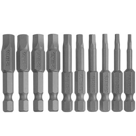 Wolfride 10pcs Magnetic Pentagon Head Screwdriver Bits Set 50mm Length | 1/4 Inch Hex Shank | 5 Point Torx Security Tamper Proof Drive Bits H2.15-H7.35