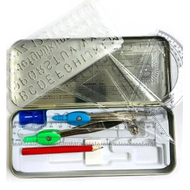 The Maths Set, Technical Geometry Set With Tin Case Stationery Set Box Math Set protractor and compass set for School, Home Drafting in a Tin Case