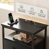 Huuger Night Stand with Charging Station, 4 Drawer Dresser for