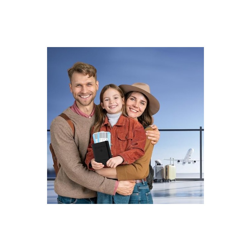 2 PACK Cartera para Pasaporte RFID, Pasaporte Funda para Hombres