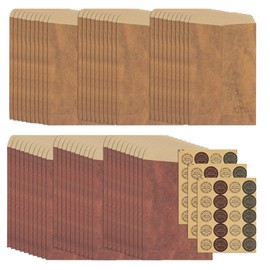 WYAN 60 Pieces Envelopes Set Vintage,Vintage Kraft Paper Envelopes,Brown Kraft Paper Envelopes,with 60 Stickers,for invites and Letters(16cm*11cm，Card Not Included)