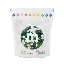 M&M'S WORLD Dark Green, Black, and White Football Big Game Milk Chocolate Candy, 2lb Bulk Candy for Football Party Decor, Gifts, and Favors