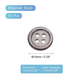uxcell 15 Pcs Natural Shell Buttons, 4 Hole 10mm Mother of Pearl Buttons for Shirt Clothes Coats Suits Jacket Jeans Skirts Sewing Craft DIY Decoration, Black/Silver