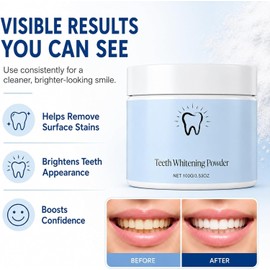 Teeth Whitening Tooth Powder, Remove Coffee Tea Smoke Surface Stains, Gentle Breath Freshen Daily Oral Care (2pcs)