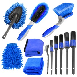 Didilor Car Cleaning Kit 12PCS Car Detailing Kit Wheel Cleaning Brush Tyre Brush Wire Brush Exterior and Interior car washing set for Car Motorcycle Bike Cleaning Wheels, Engine, Emblems, Air Vents