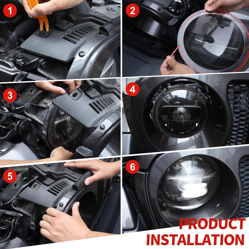 Amayum Headlight Covers Smoked Front Light Trim Covers Fit for