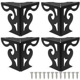 Piutouyar 3 Inch Hollow Out Furniture Legs Set of 4, Black Artistic Metal Sofa Cabinet Legs, Modern Triangle Couch Feet Metal Furniture Legs Feet for Cabinet Cupboard Table Bookcase Wardrobe