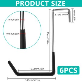 TTYSHIP® Pack of 6 heavy duty hooks, garage hooks, 19 cm, S hooks, heavy duty large, hooks for hanging garage for bicycle, garden tools, ladder